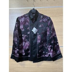 NWT August Max Women's sz 2 open front silk blend Kimono Blazer Oriental Asian